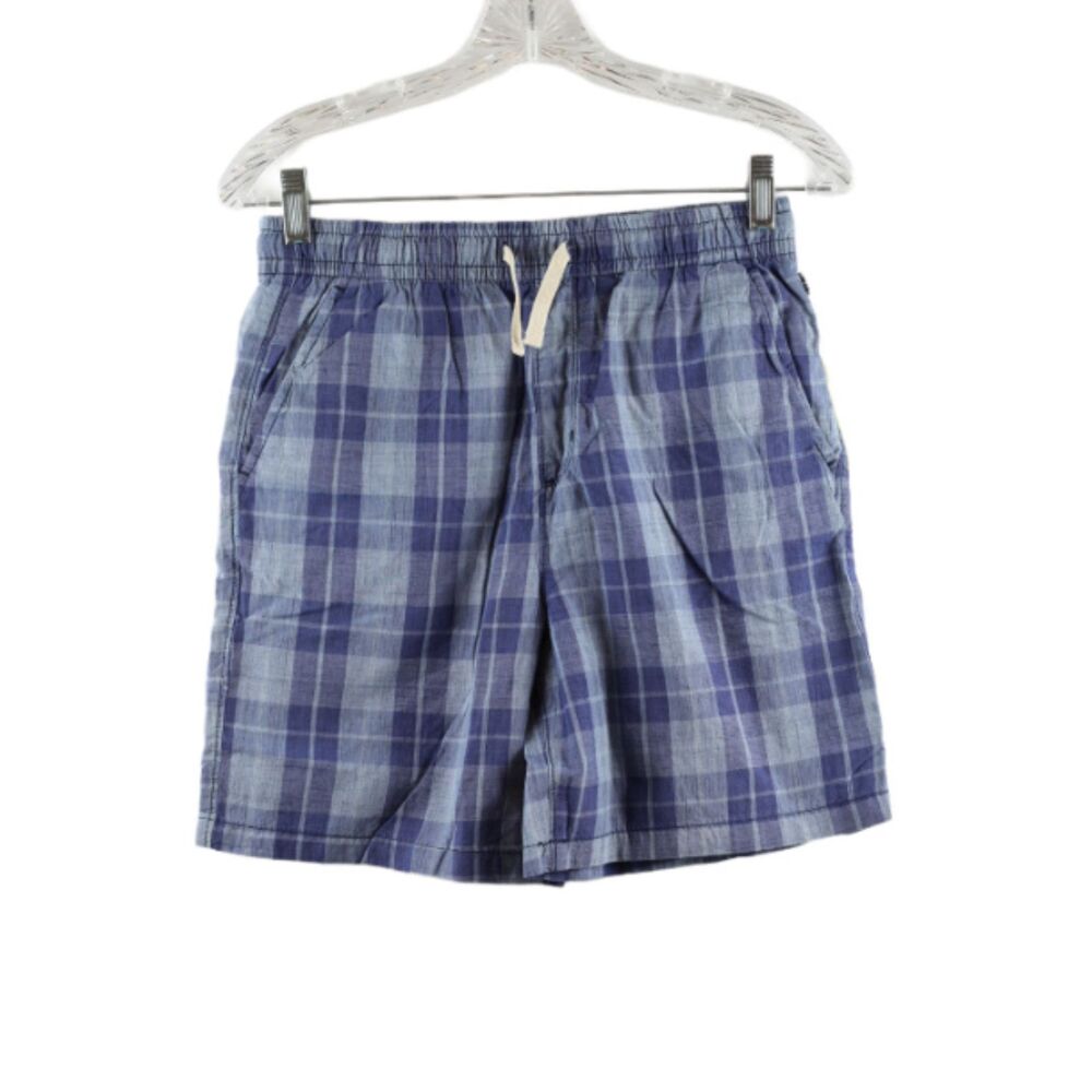 Free Assembly Blue Plaid Boys Dock Short Pull On Drawstring Size XL (14/16) 011